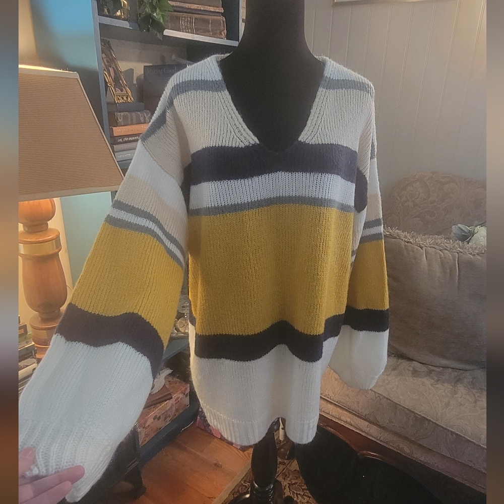 Striped V-Neck Sweater